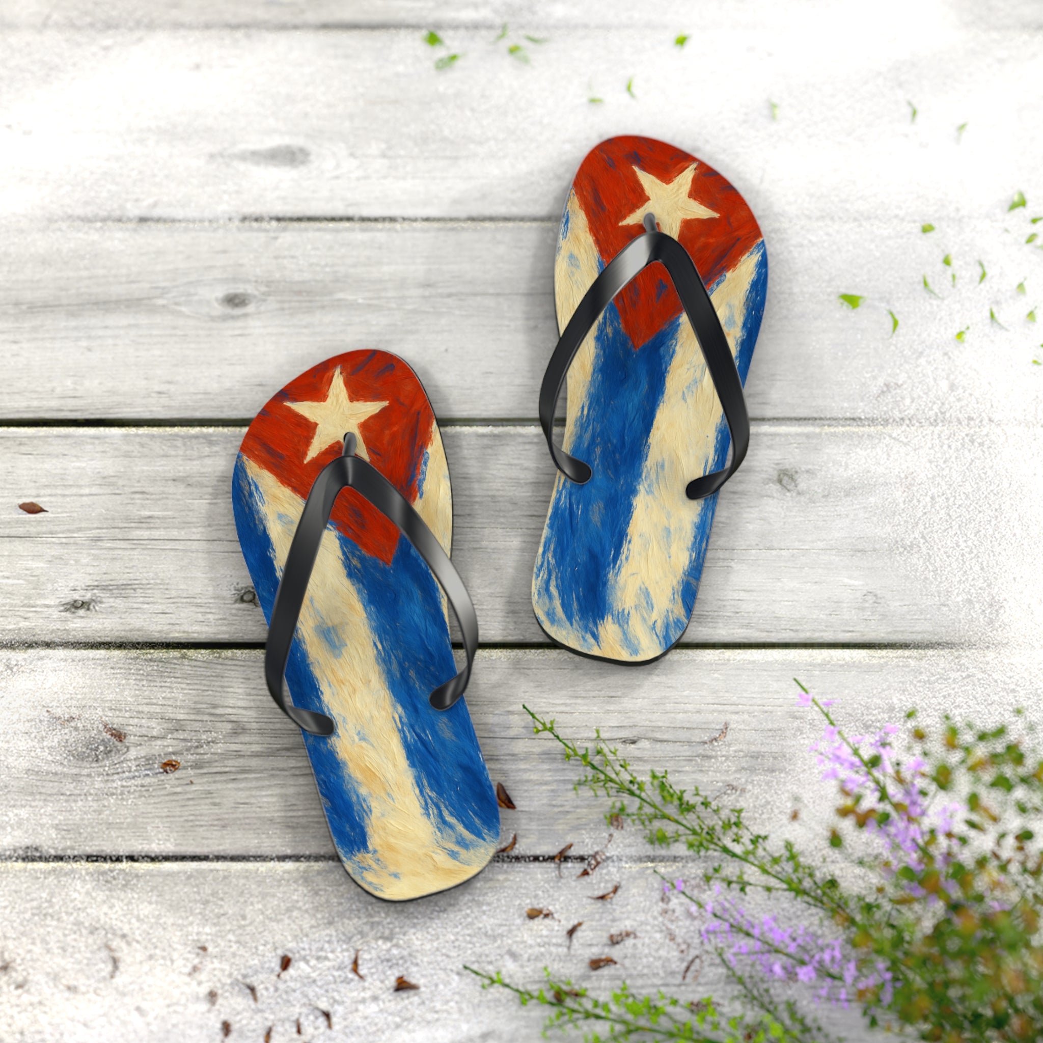Cuban Flag Flip Flops - Summer Sandals, Beachwear, Vacation Essentials, Tropical Gift, Poolside Comfort