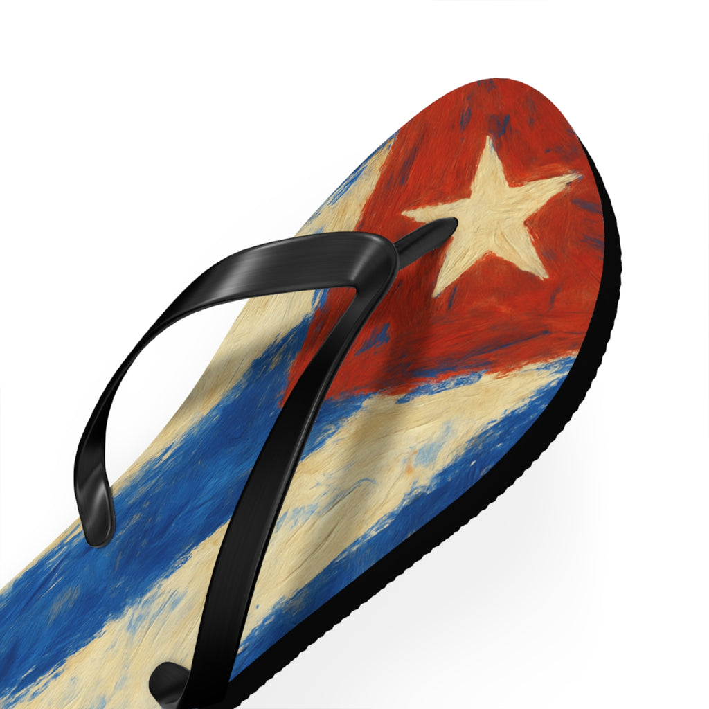 Cuban Flag Flip Flops - Summer Sandals, Beachwear, Vacation Essentials, Tropical Gift, Poolside Comfort