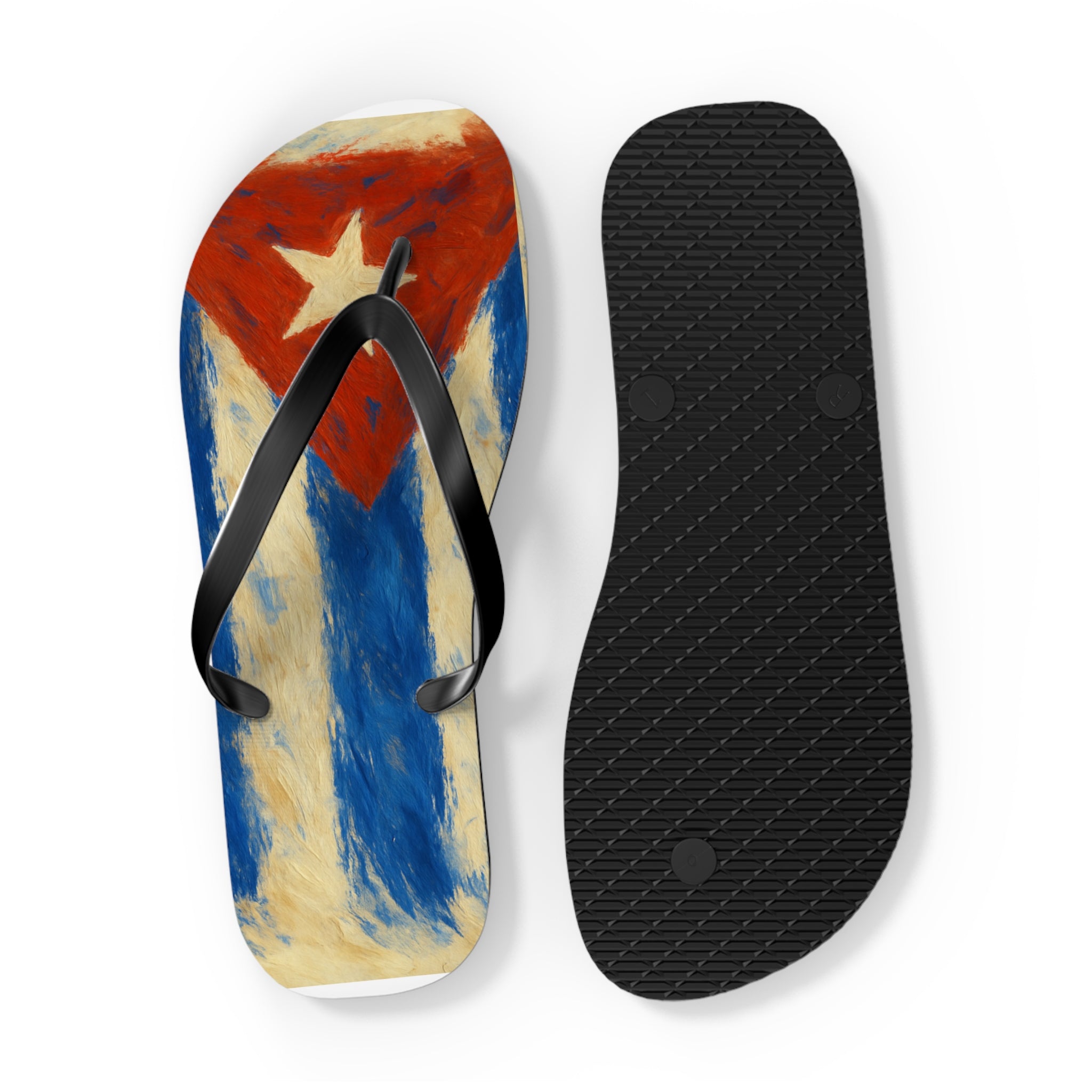 Cuban Flag Flip Flops - Summer Sandals, Beachwear, Vacation Essentials, Tropical Gift, Poolside Comfort