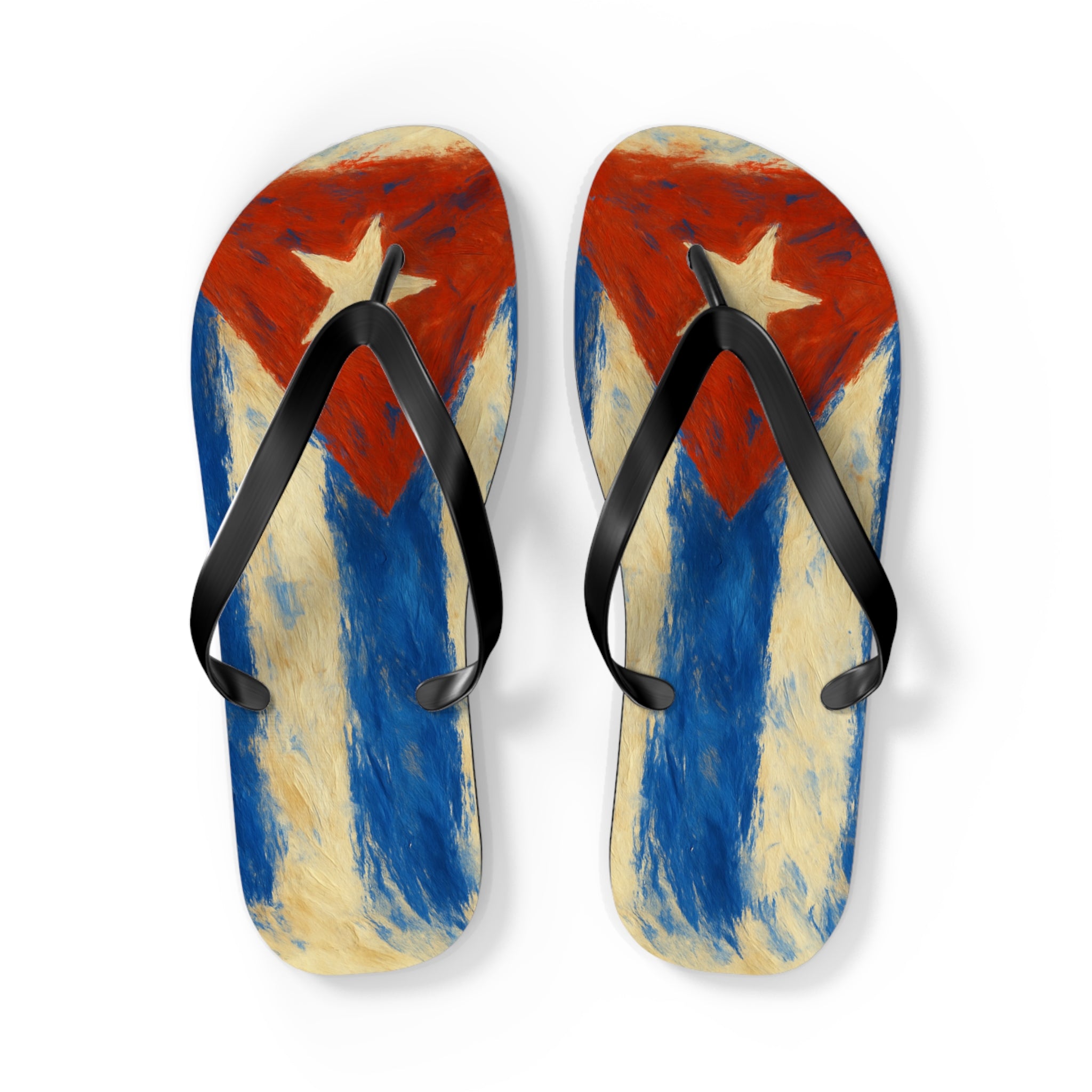 Cuban Flag Flip Flops - Summer Sandals, Beachwear, Vacation Essentials, Tropical Gift, Poolside Comfort
