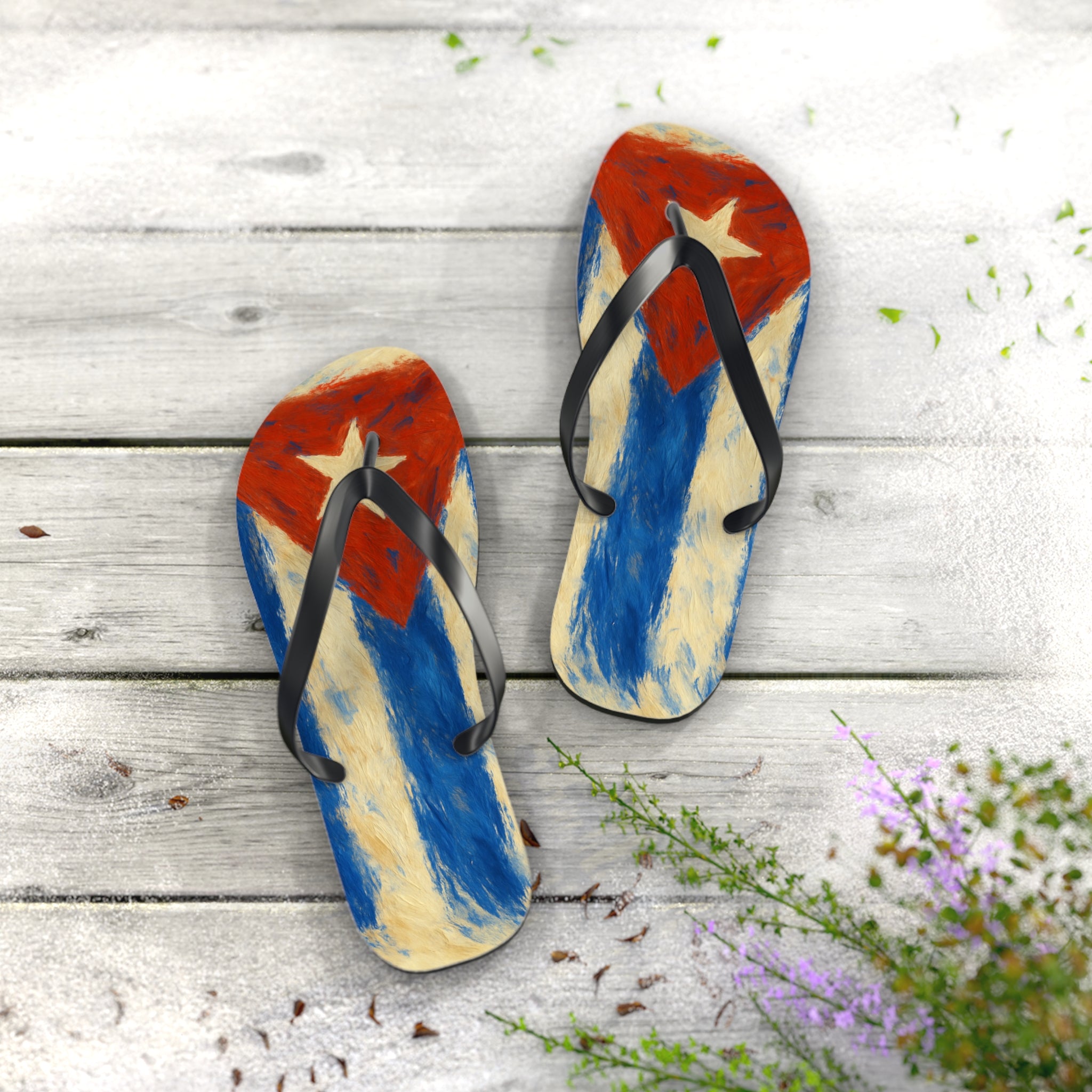 Cuban Flag Flip Flops - Summer Sandals, Beachwear, Vacation Essentials, Tropical Gift, Poolside Comfort