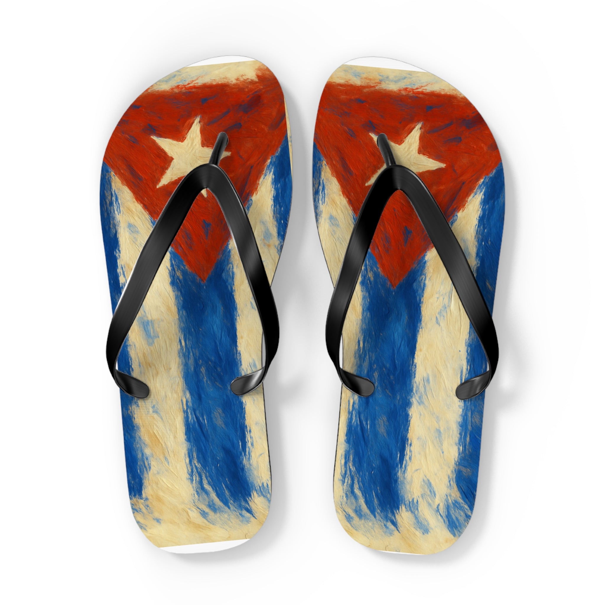 Cuban Flag Flip Flops - Summer Sandals, Beachwear, Vacation Essentials, Tropical Gift, Poolside Comfort