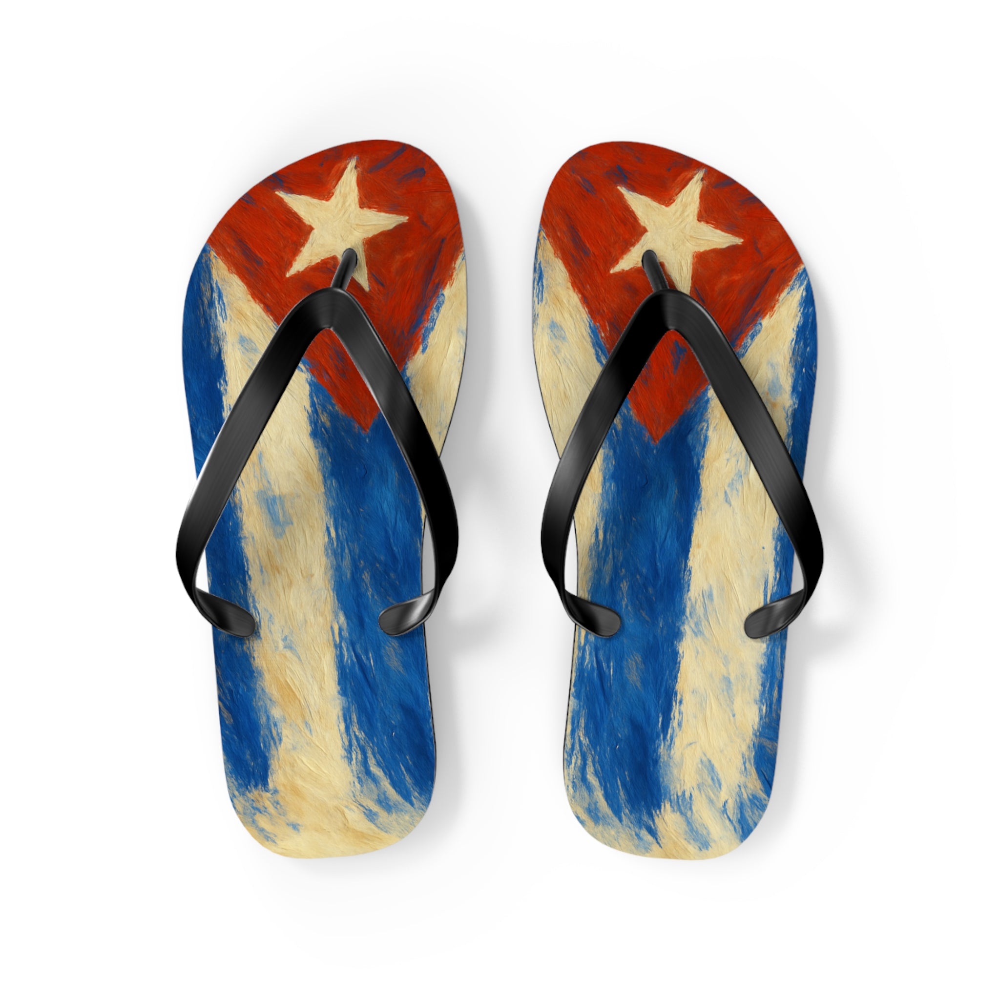 Cuban Flag Flip Flops - Summer Sandals, Beachwear, Vacation Essentials, Tropical Gift, Poolside Comfort