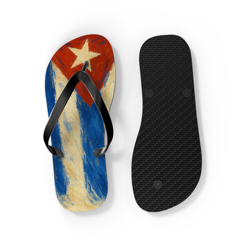 Cuban Flag Flip Flops - Summer Sandals, Beachwear, Vacation Essentials, Tropical Gift, Poolside Comfort