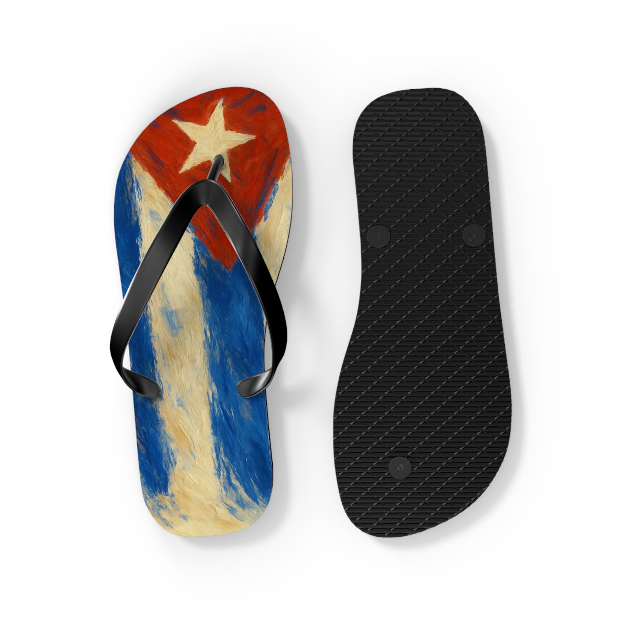 Cuban Flag Flip Flops - Summer Sandals, Beachwear, Vacation Essentials, Tropical Gift, Poolside Comfort