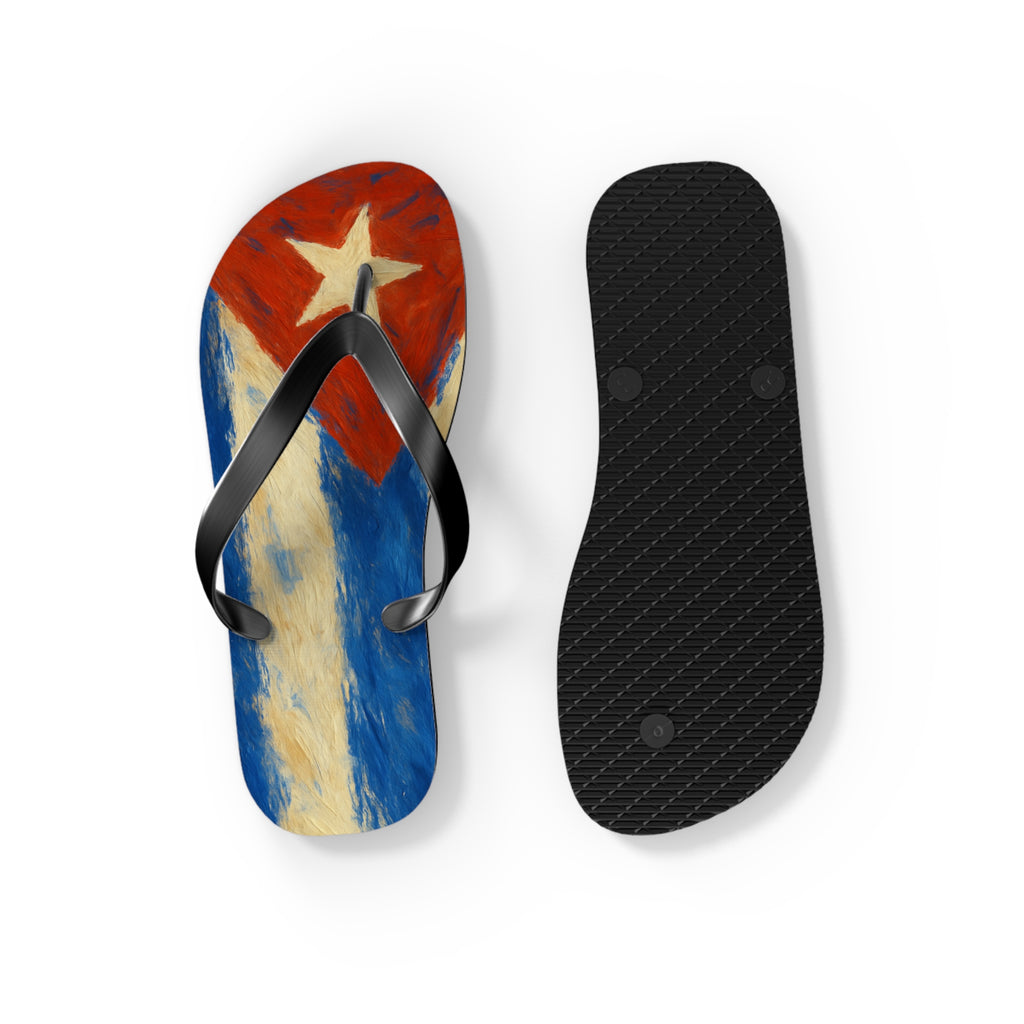Cuban Flag Flip Flops - Summer Sandals, Beachwear, Vacation Essentials, Tropical Gift, Poolside Comfort