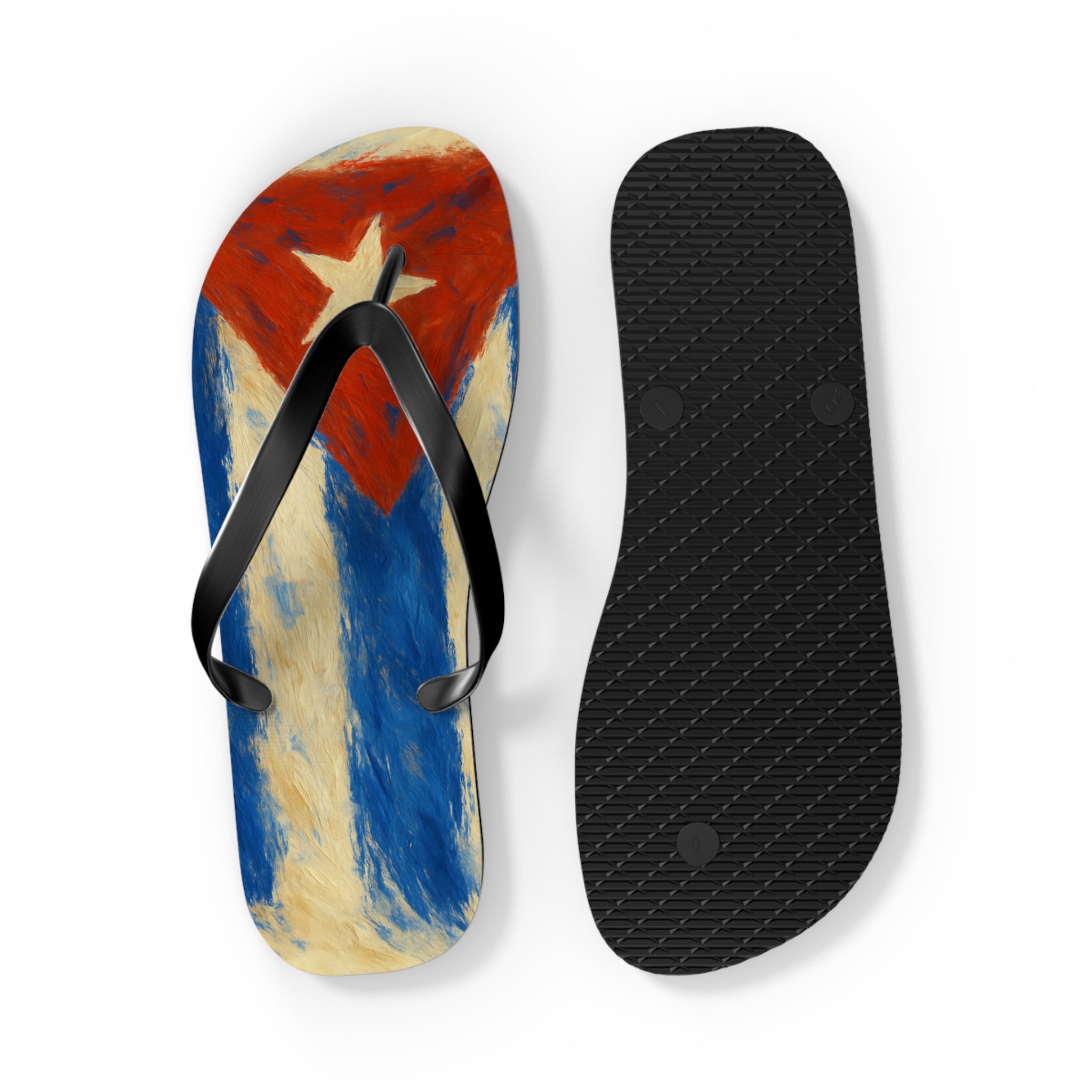 Cuban Flag Flip Flops - Summer Sandals, Beachwear, Vacation Essentials, Tropical Gift, Poolside Comfort